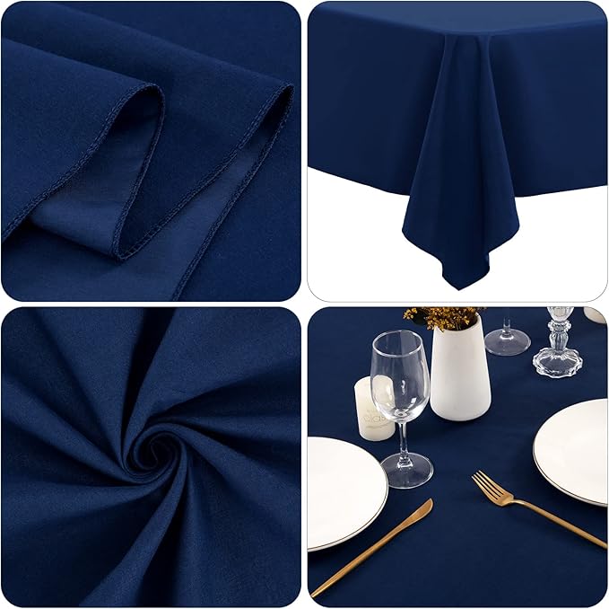 12 Pack Polyester Tablecloth 60 x 126 Inch Navy Blue Tablecloth for 8 Ft Rectangle Tables,Washable Fabric Table Covers Polyester Table Clothes for Wedding Parties Banque