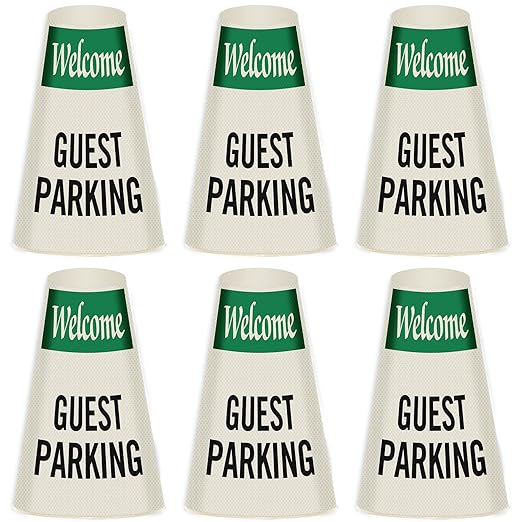 SmartSign 6-Pack "Welcome - Guest Parking" Reflective Cone Message Sleeve Collar, 360-Degree Visibility, Non-Adhesive Vinyl Signs for Traffic Safety Cones, 3-Side Print [Cone Not Included]