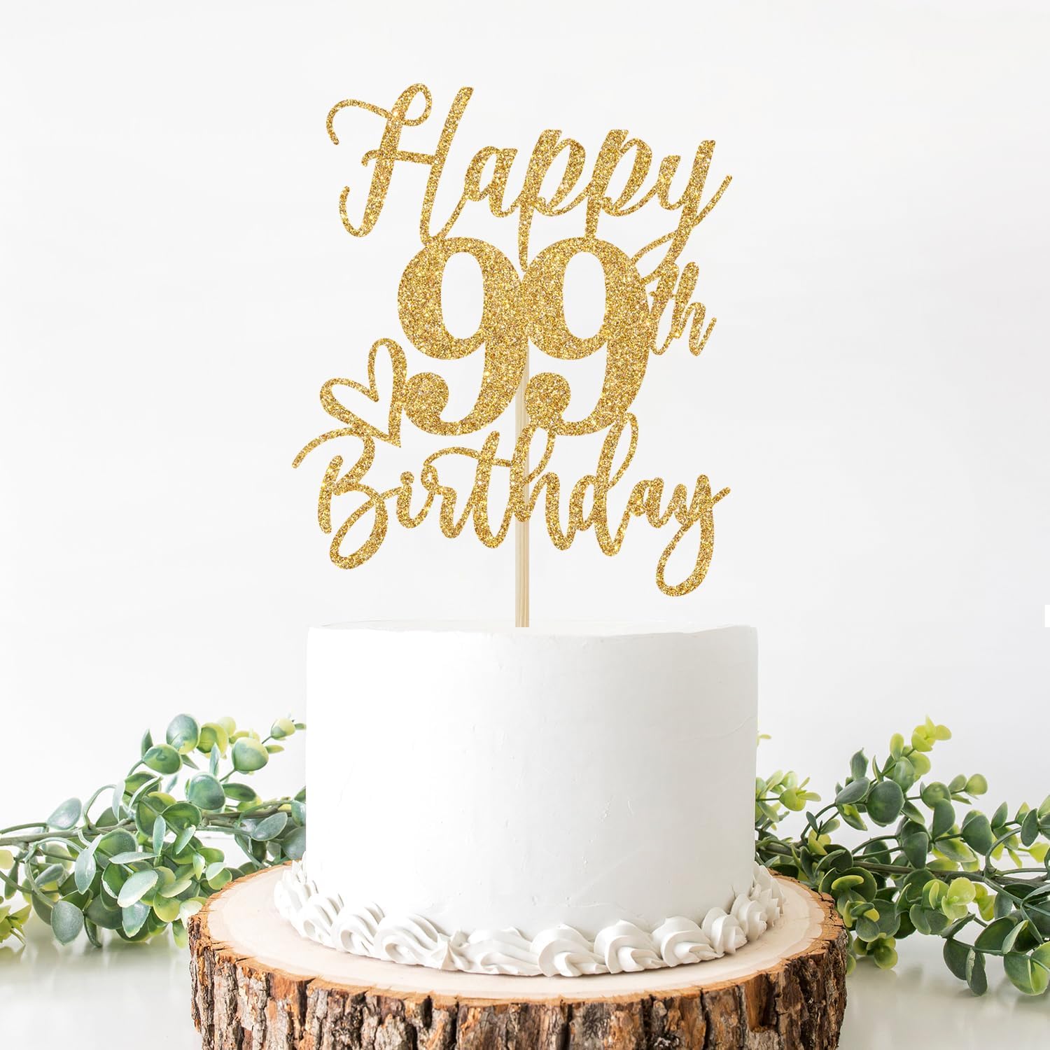 Happy 99th Birthday Cake Topper, 99th Birthday Decorations for Men/Women, Cheers to 99 Years, 99 Fabulous, 99th Happy Birthday Party Supplies Gold Glitter