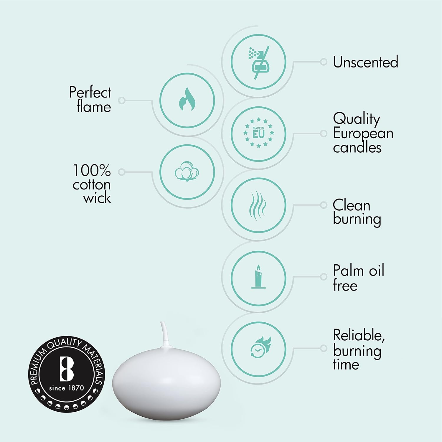 Bolsius White Floating Candles 1.75 Inch, 20 Pack Candle Set – 4,5 Hours Burn Time – Premium European Quality – Smokeless & Dripless Smooth Flame – 100% Cotton Wick – Beach, Wedding, & Party Accessory