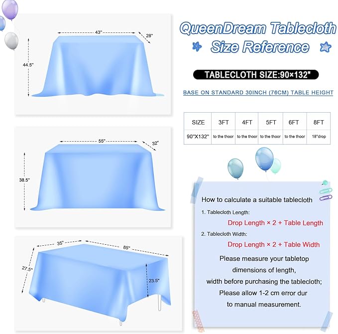 QueenDream Rectangle Wedding Tablecloth Royal Blue- 90x132 Inch Sequin Fabric Table Cloths Rectangle Cover Birthday Parties Holiday Decorations