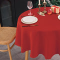 NLMUVW Red Linen Tablecloth Round, Water Resistant Textured Table Cloth Christmas Table Cover for Kitchen Dining Coffee Patry, 36 Inch