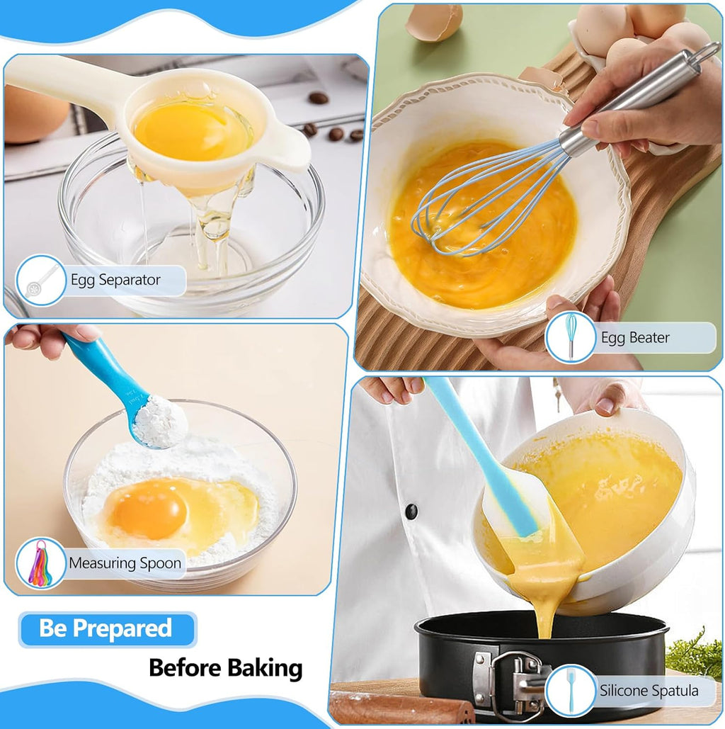Makmeng 722pcs Cake Decorating Kit - Baking Supplies with Springform Pans, Cake Rotating Turntable, Icing Piping Bags and frosting Tips Set - Cake Decorating Tools for Beginners