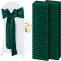 100 Pieces Emerald Green Satin Chair Sashes for Wedding Reception Party Hotel Home Kitchen Decoration-Emerald Green