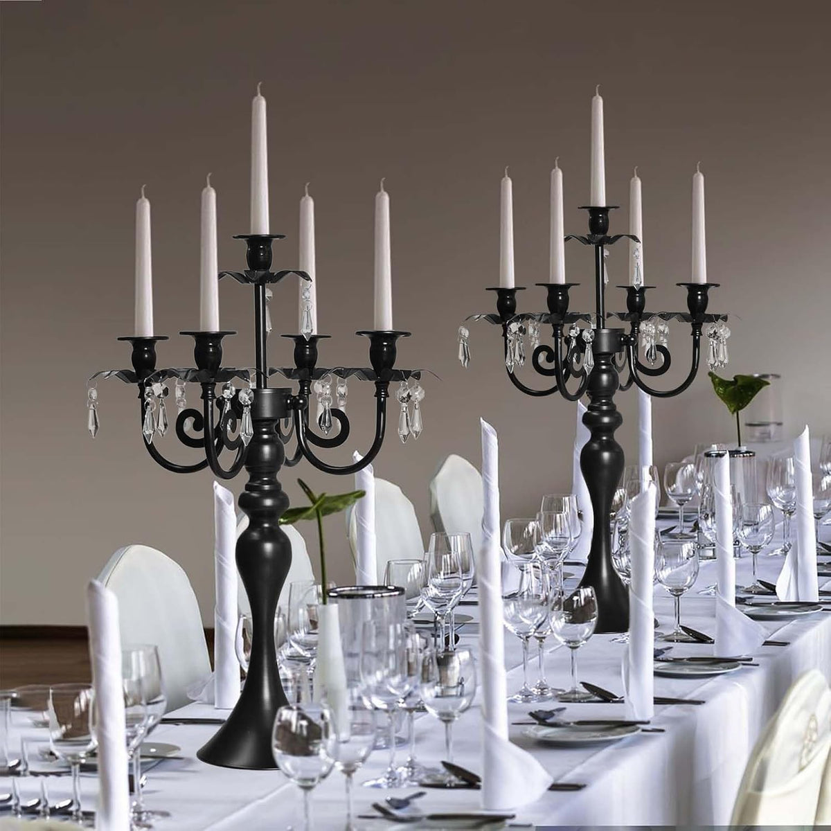 20''Tall Crystal Pendant Taper Candle Holders/Stylish Candle Stands/C...