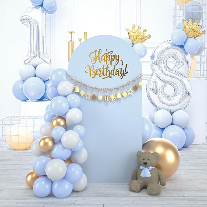 bricia Wedding Arch Backdrop Stand Cover, 5FT Double Sided Stretchy Arch Cover Fitted Wedding Birthday Party Banquet Decoration (Bluemist 60''Lx25.2''W)