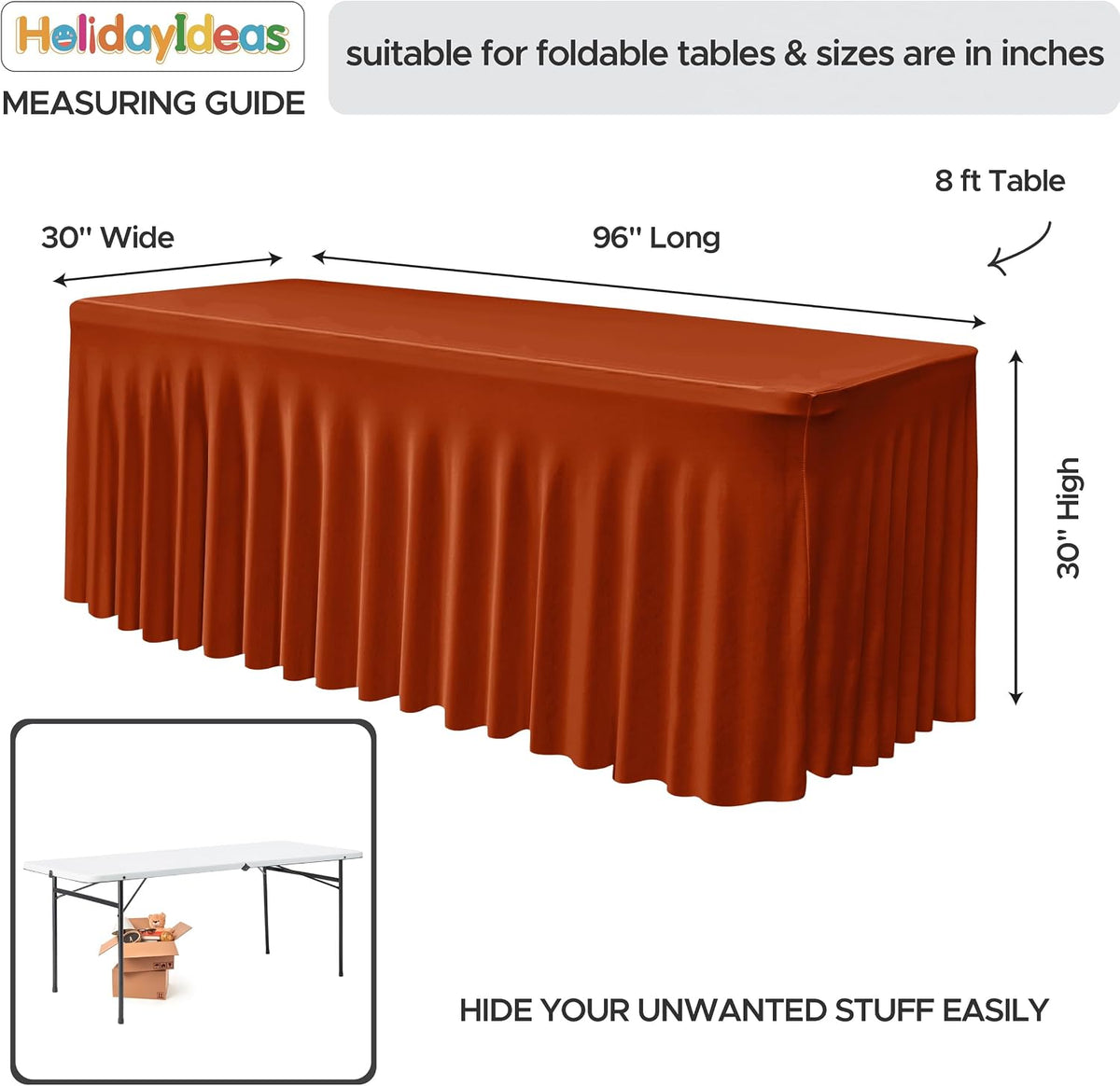 2 Pack Spandex Table Skirts for 8ft Rectangle Tables for Autumn Event