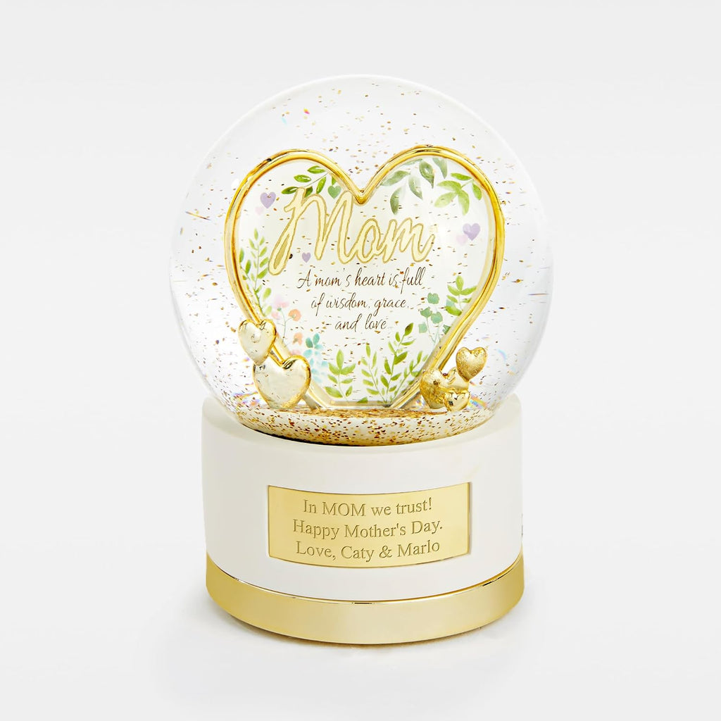 THINGS REMEMBERED Engraved Gold Mom Heart Musical Snow Globe (Free Customization), Plays Flower Song Music, Heartfelt Gift and Keepsake for Mom