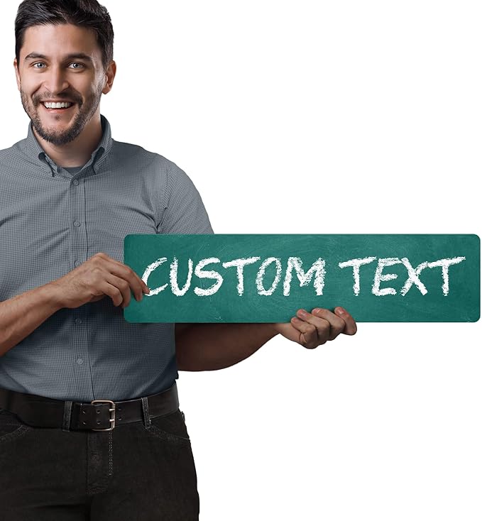 Custom Sign, Custom Street Sign, 11 Font Colors, 13 Font Styles, 4 Hole Options, 22 Sizes, 6x24 Inches, Rust Free DiBound, Fade Resistant, Made in USA by My Sign Center (Chalkboard Green)