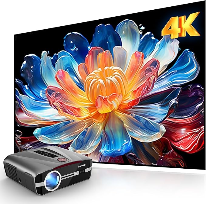 Ultra HD 4K Projector Auto Focus HDR WiFi6, Smart LED WiFi Bluetooth Projector 4K Daylight Home Cinema Movie Gaming 2300ANSI Ceiling Mounted Indoor Outdoor with Auto Keystone Zoom HDMI USB LAN Apps