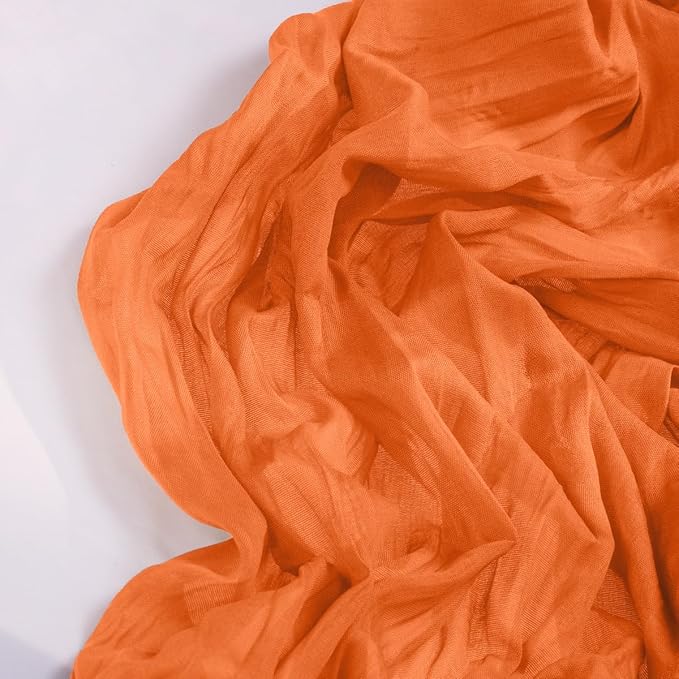 Orange Cheesecloth Table Runner 4 Pack Halloween Orange Table Runners Boho Gauze 120 Inches Cheese Cloth Fall Table Decorations for Thanksgiving Weddings Bridal Baby Shower Party Decor
