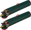 Set of 2 Wrapping Paper Storage Bags - Zippered Canvas Totes with Sturdy Nylon Handles - Fits Up to 40-Inch Rolls of Gift Wrap by Elf Stor (Green)