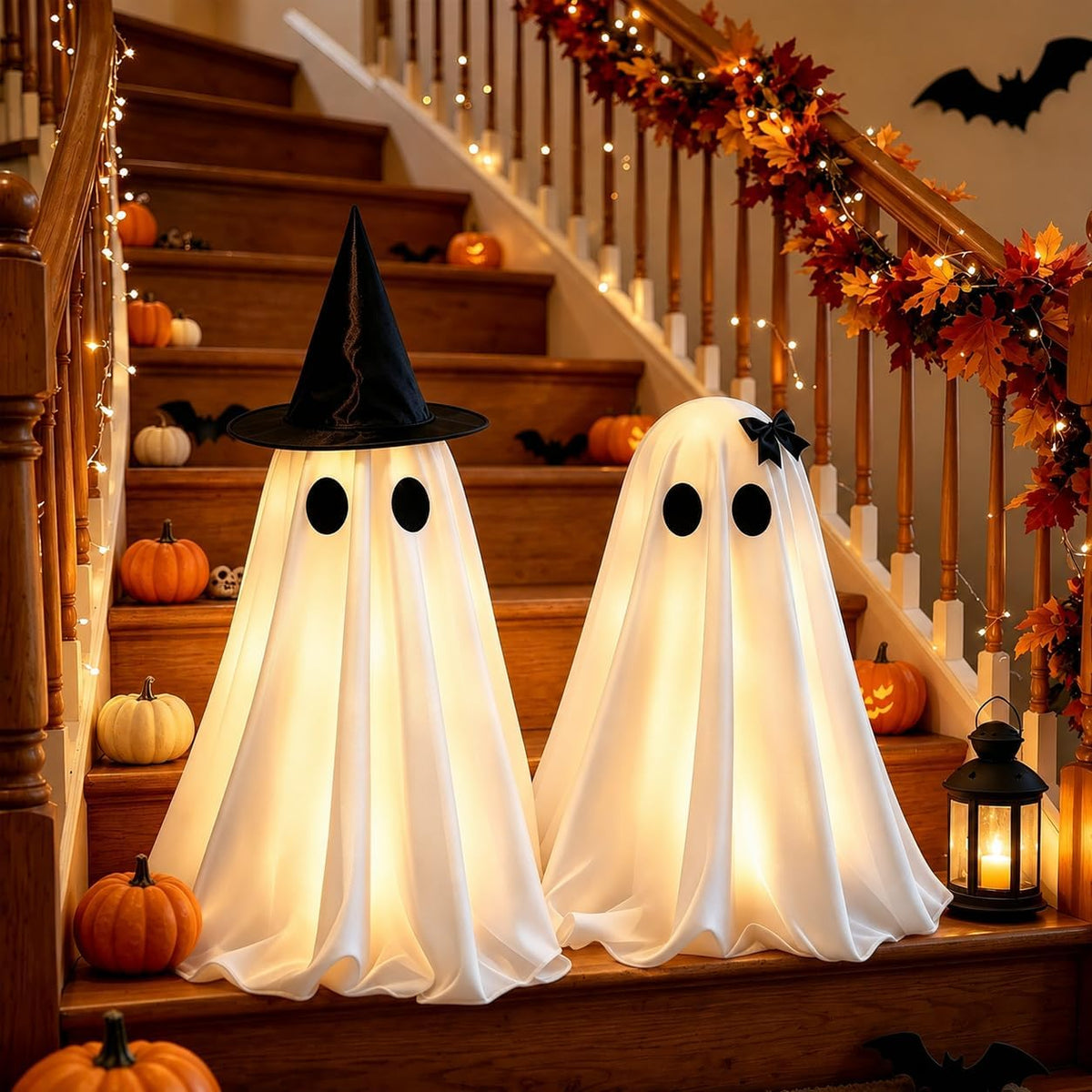 Halloween Decorations Indoor, 2 Pack Light Up Ghost Couple