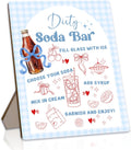 She's Ready to Pop Dirty Soda Bar Sign with Menu, Wooden Tabletop Welcome and Recipe Board for Gender Reveal Party, Beverage Setup Sign 8x10 Inch, Blue Bridal Shower and Wedding Decor