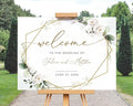 Greenery Wedding Welcome Sign, White Roses To The Wedding Of Signs
