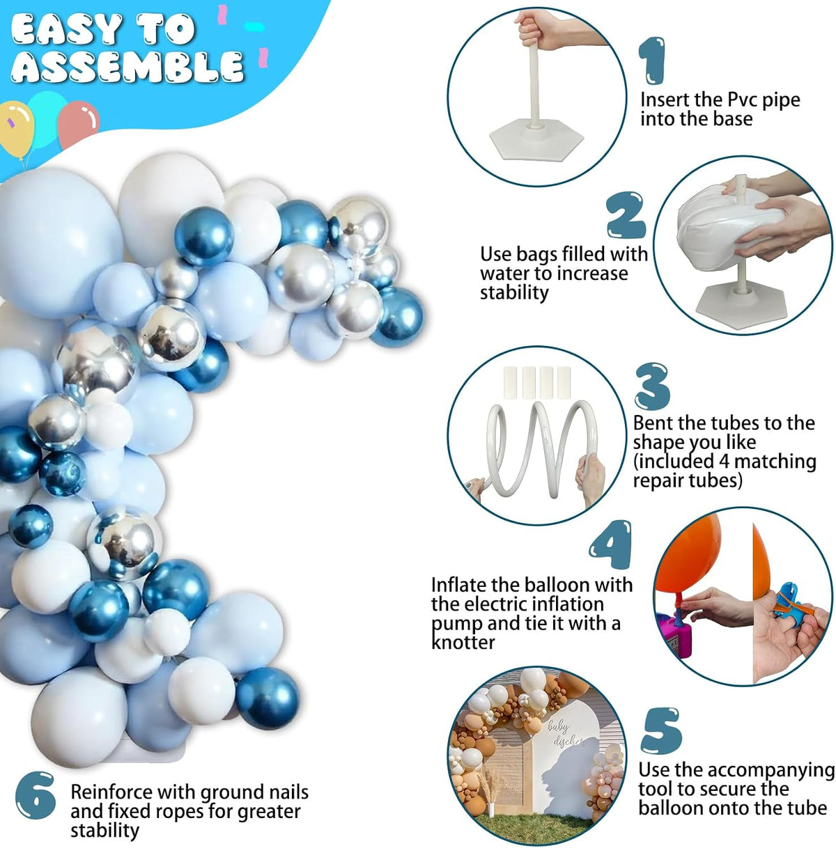 balloon arch kit with electric pump, free bending, package contents