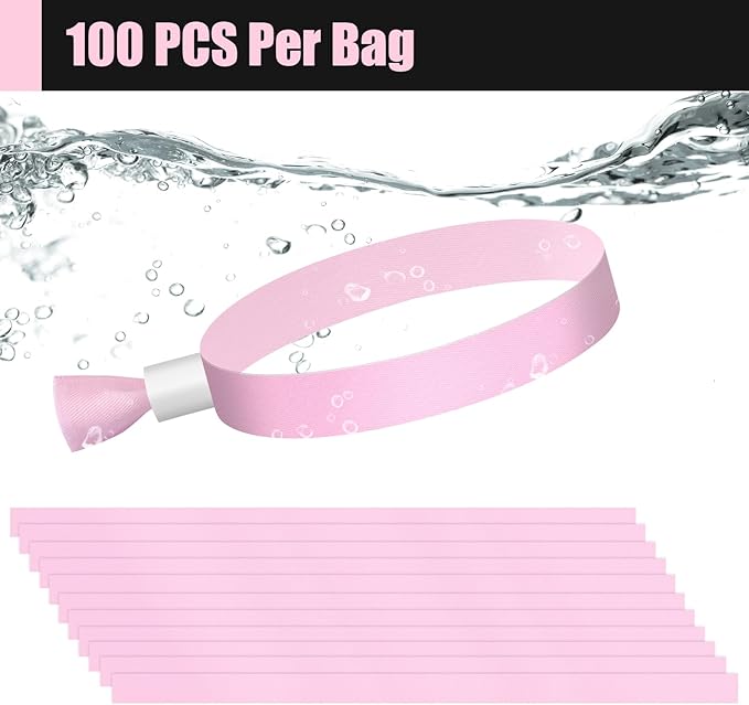 Green-Power America 100 Pcs Cloth Event Wristbands, Event Wristbands, Colored Wrist Bands for Events, for Lightweight Concert Wrist Strap for Activities, Party Bracelets for Events (Color : Pink)