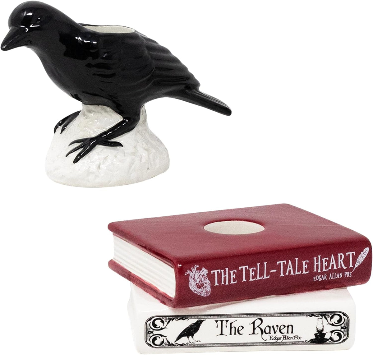 Steel Mill & Co. Ceramic Tapered Candle Holder Set of 2, The Raven
