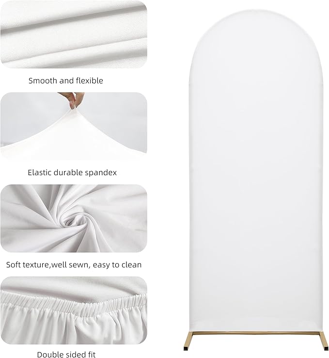 Wedding Arch Cover Spandex Arch Backdrop Cover (4FT,5FT,6FT) Set of 3 Arch Stand Cover Arch Covers Stretchy Backdrop for Wedding Birthday Party Decoration Baby Shower (White)