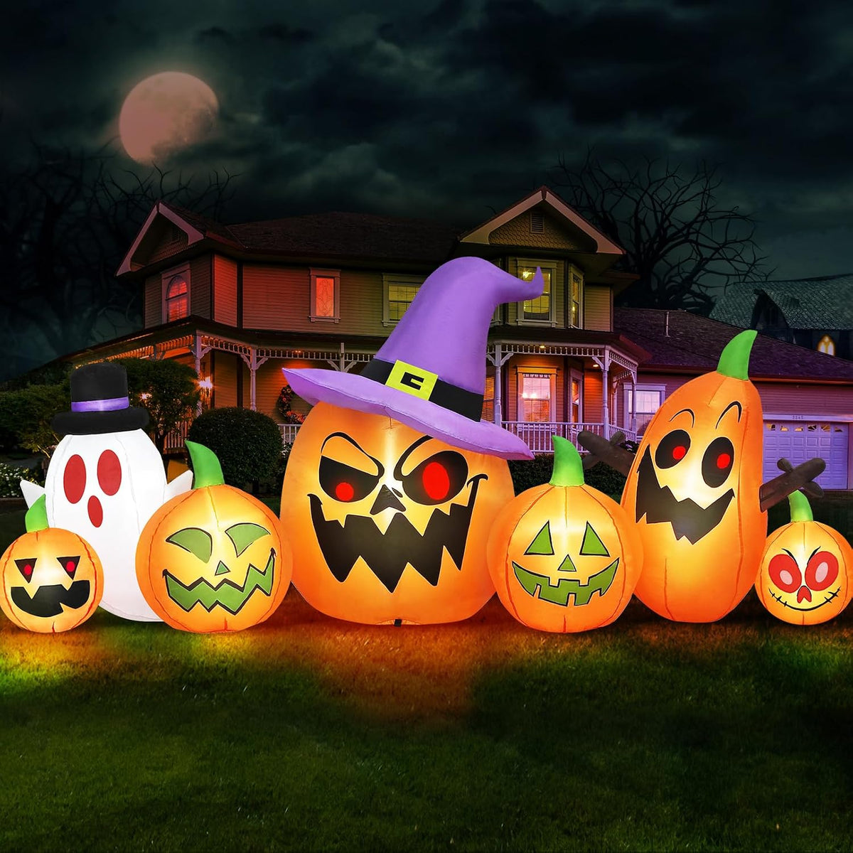 danxilu 8ft long halloween inflatables pumpkin witch hat, main product view