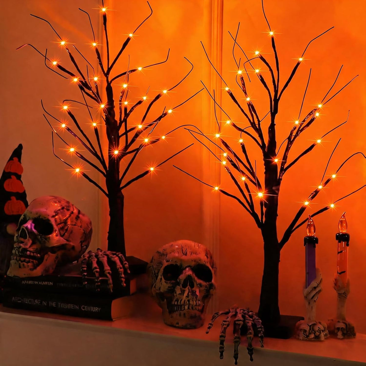 halloween decorations 2 pack 24 inch color-changing halloween on a desk or shelf