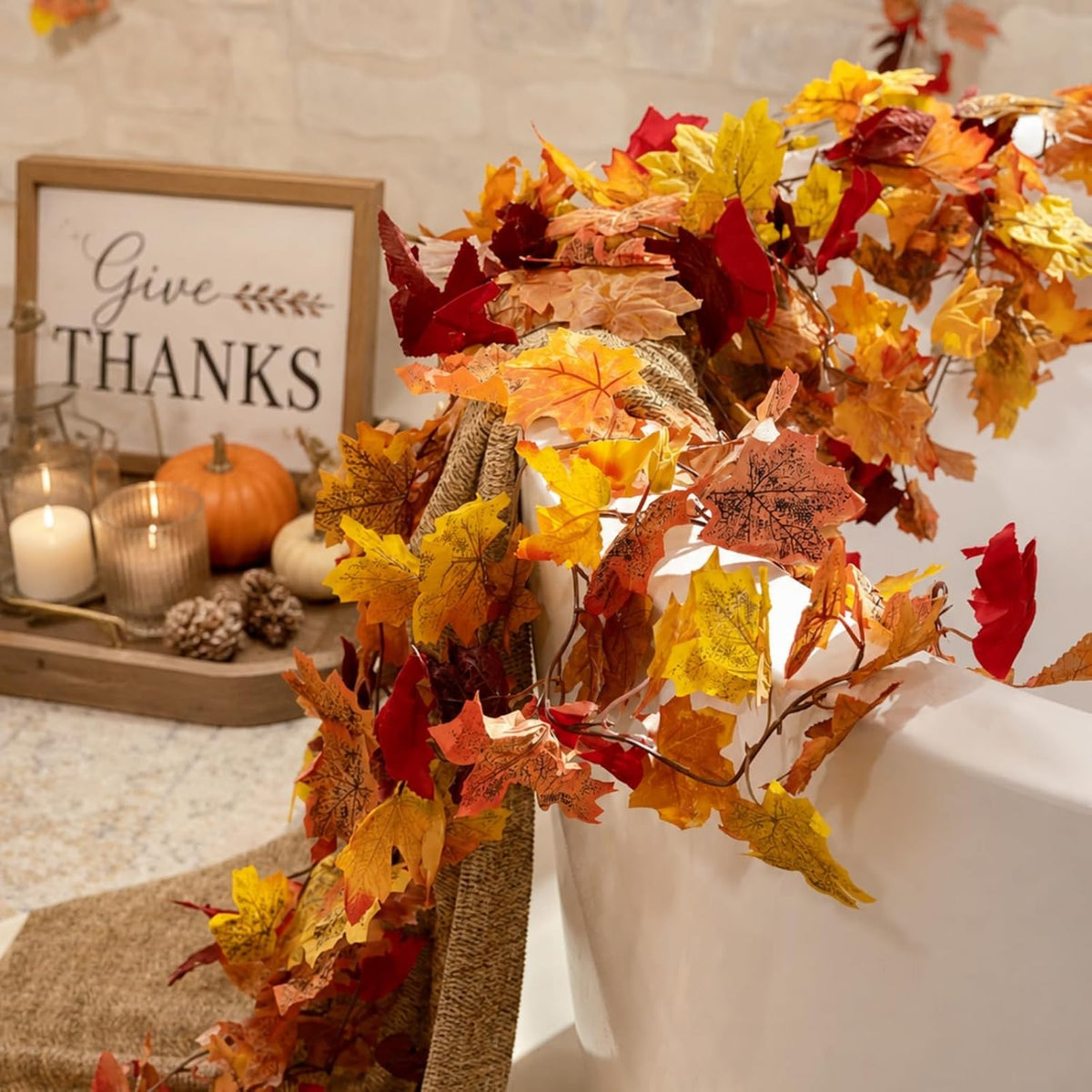 cqure 6 pack fall leaf garland, total 35ft, package contents