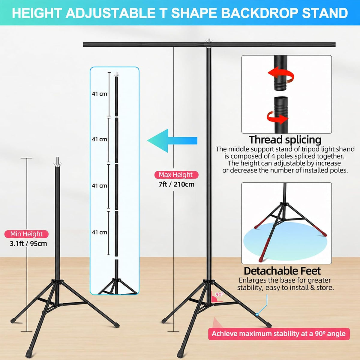 White Backdrop with Stand for Photoshoot, 5X7ft White Photo Backdrop with T S...