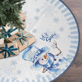 Let It Snow Snowman Christmas Tree Skirt 48 Inches, Blue Snowflake Tree Skirt, Winter Xmas Tree Mat for Home Party Holiday Indoor Outdoor Decorations (Blue, 48in)