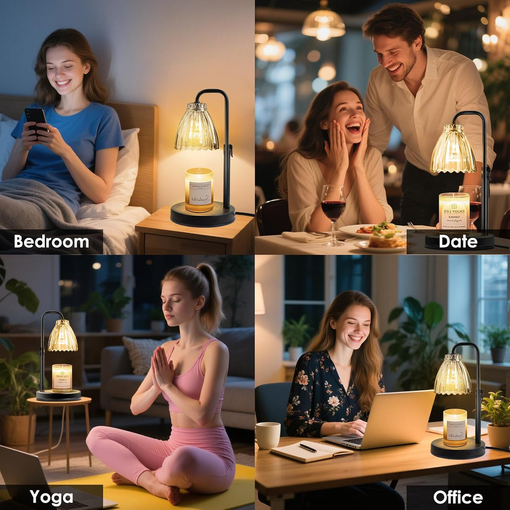 hyrion Candle Warmer Lamp with Timer Dimmable, Birthday Gifts for Women Mom, Adjustable Height Candle Warmer for Jar Candles, Flower Flameless Candle Lamps with 2 Bulbs, Housewarming, Home Decor
