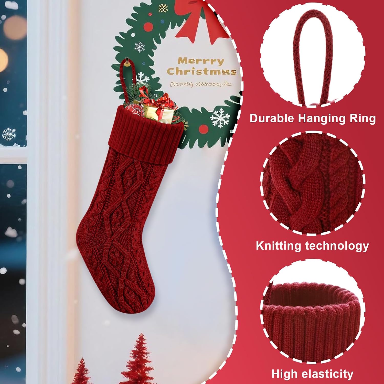 Christmas Stockings 18" Knitted Stocking Christmas Decorations | Soft acrylic fabric,Twist style high-quality classic knit pattern,Christmas Stocking is large enough to hold gift