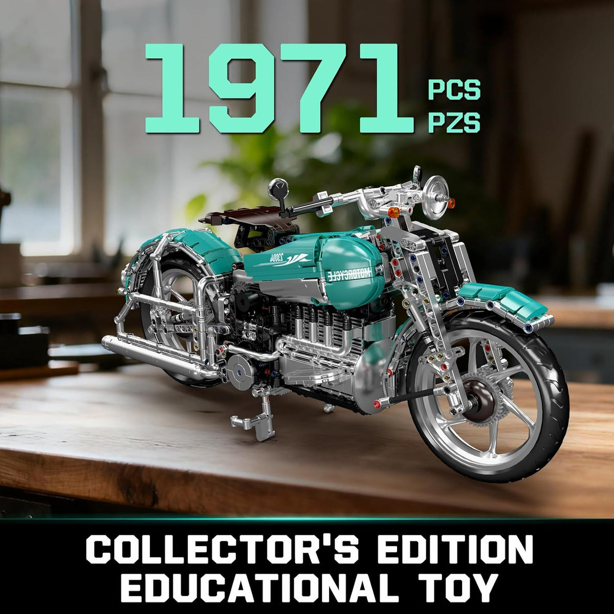 mould king 23004 american cruiser motorcycle building set shown in use