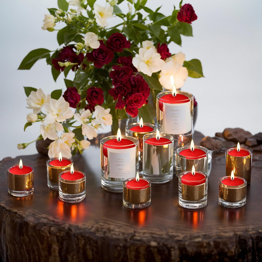 Red Floating Candles 3 inch, 6 Pack Floating Candles 10 Hours Burn Clean & Unscented Floating Candles for Valentine's Day,Wedding,Proposal Anniversary Decorations (6 Pack, red, 3 inch)