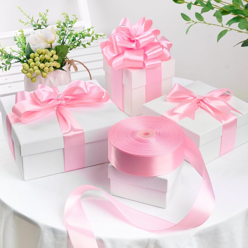 1-1/2 Inch 100 Yards Pink Satin Ribbon, Solid Fabric Ribbon Roll for Flower Bouquet, Gift Wrapping, Roses Making, Handmade Crafts