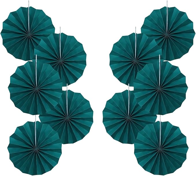 Green Birthday Decorations,DIY Green Paper Fans Hanging Decoration ,Party Supplies Party Fans 8in, Cactus Party Decorations,Wedding Graduation Events Accessories 30 Color DIY Set (Blackish Green)
