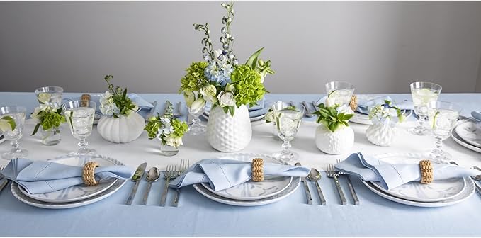 Solino Home Linen White Table Runner 36 Inches - Classic Hemstitch, 100% Pure Linen Coffee Table Runner 14 x 36 Inch Ideal for Dresser Tables - Fall, Autumn, Halloween, Thanksgiving, Holiday