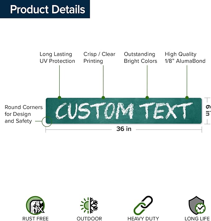 Custom Sign, Custom Street Sign, 11 Font Colors, 13 Font Styles, 4 Hole Options, 22 Sizes, 6x36 Inches, Rust Free DiBound, Fade Resistant, Made in USA by My Sign Center (Chalkboard Black)