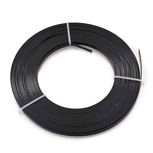 Fashewelry 32.8Ft 5mm Aluminum Flat Wire Black Bendable Metal Craft Wire Strip for Bezel Sculpting Armature Jewelry Making Gem Metal Wrap