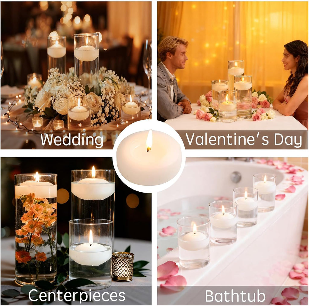36 Pack Floating Candles,2 inch Ivory Unscented Dripless Floating Candle for Centerpieces,5-6H Burning 2" Water Candles Bulk for Cylinder Vases,Weddings,Christmas Party,and Holiday