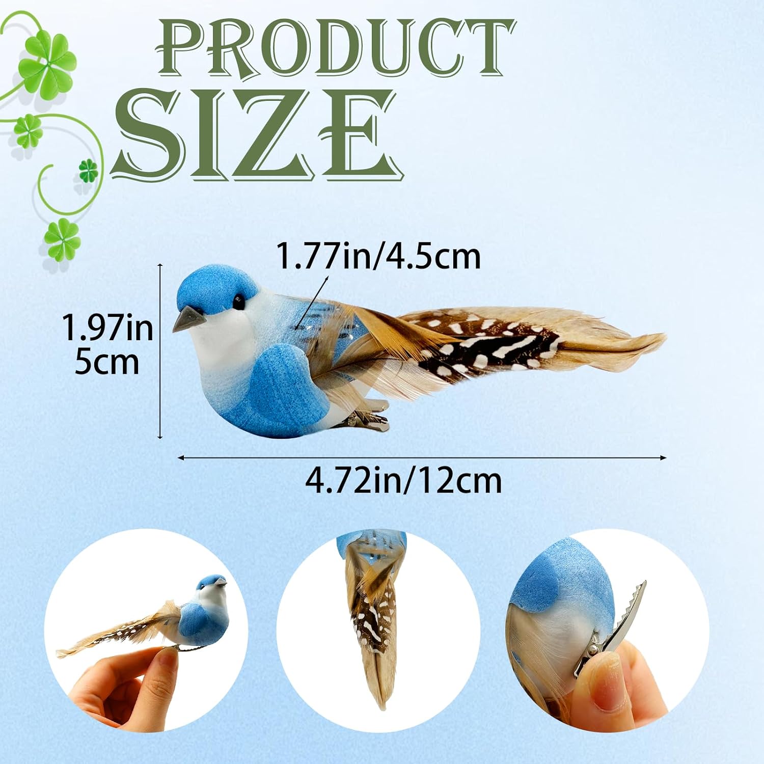 LWINGFLYER 4Inch Fake Birds Multicolor Clip on Bird Spring Feather Tree Ornaments for Wreaths Crafts Floral Arrangements Garden Birthday Party Decor