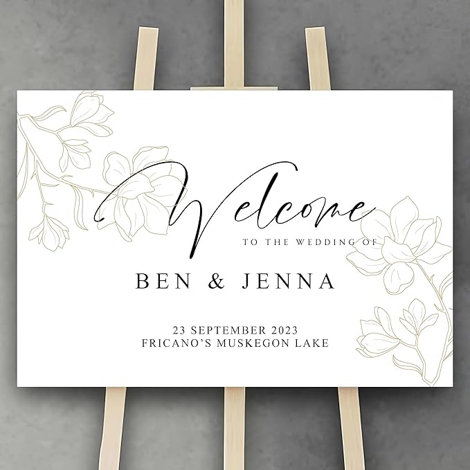 Personalized Wedding Welcome Sign Foliage Print Entrance Wedding Décor