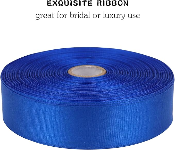Blue Solid Satin Ribbon 1 Inch 50 Yards Solid Polyester Fabric Ribbon for Gift Wrapping Wedding Christmas Baby Shower Birthday Party Decoration Handmade Immortal Flower Craft