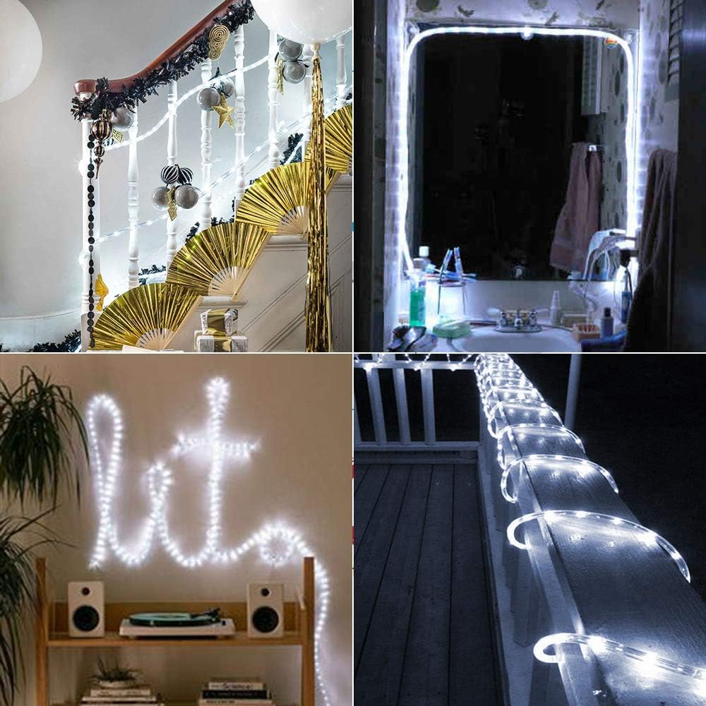 Brizled 18ft 216 LED Rope Lights, 120V ETL Listed Plugin Rope Lights Connectable Daylight White Indoor Outdoor Rope Lights Flexible LED Tube Lights for Holiday, Garden, Yard, Corridor and Patio Decor