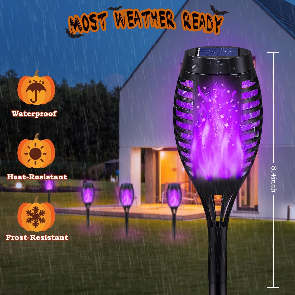 16Pack Purple Solar Halloween Lights for Halloween Decorations Outdoor