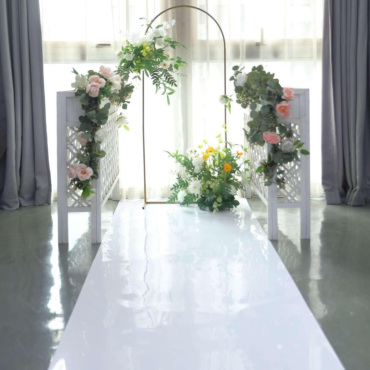 Efavormart 3ft x 65ft White Glossy Aisle Runner - Reflective Non-Woven Floor ...