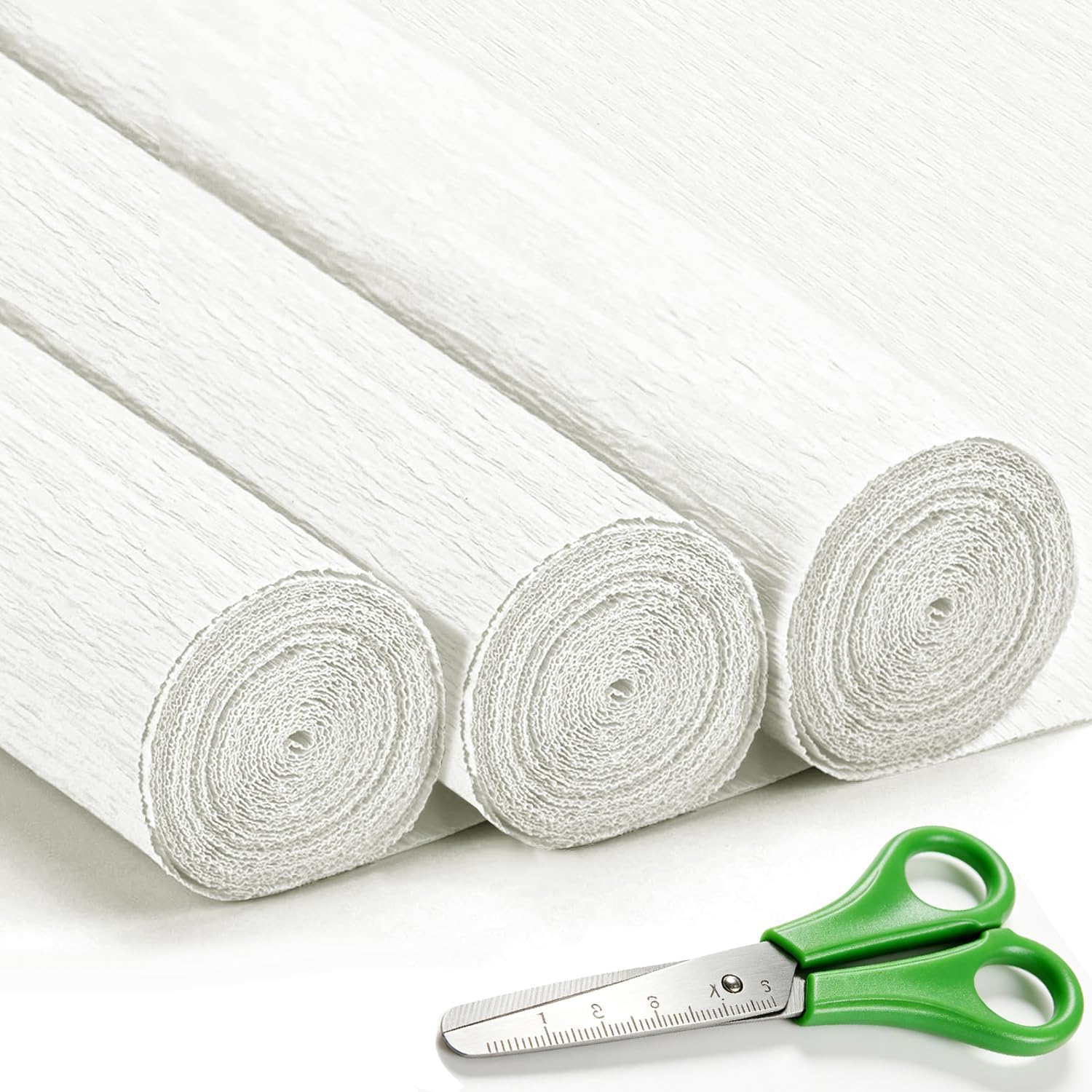 VNAKER White Crepe Paper Rolls, 17 Inch x 98 Inch, 3 Rolls - Heavy Duty, for Flowers, Mother's Day, Valentine's Day, Birthdays, Weddings, DIY