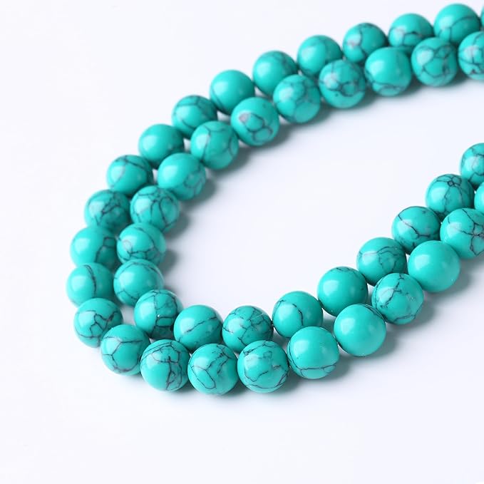 Natural Turquoise Stone Beads Gemstone Round Crystal Energy Jade Stone Beads for Jewelry Making DIY Bracelet Necklace Jewelry Making 1 Strand 15.5inch 90PCS 4MM