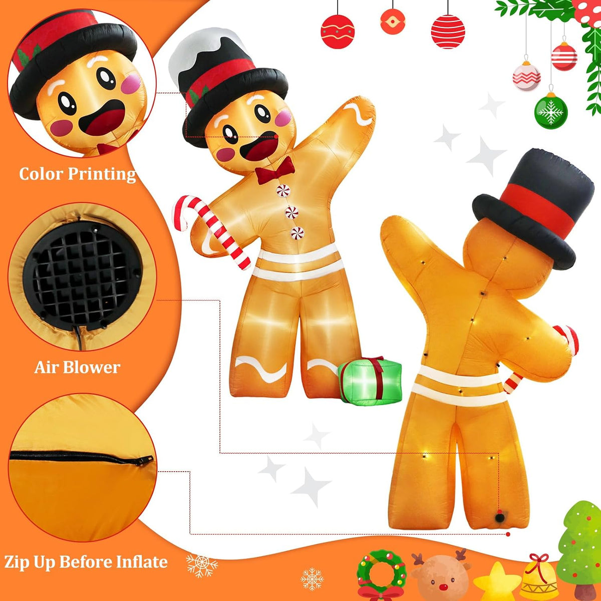 ourwarm 12ft christmas inflatables, giant gingerbread christmas decorations on a desk or shelf