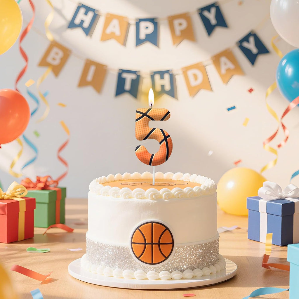 Basketball Number 1 Birthday Candles, Basketball Themed Cake Topper for Boys Girls, Cake Decorations for Birthdays, Sports Theme Party Supplies, Candles for Party Decorations