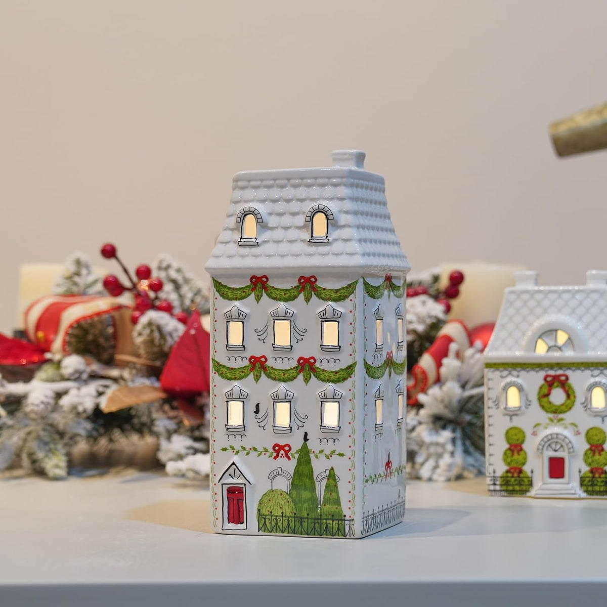 cynkeyee christmas village houses party decorations - christmas, close-up detail