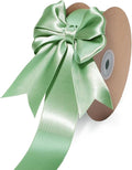LaRibbons Sage Green Satin Ribbon 1 1/2 Inch 50 Yards Luxury Double Faced Green Silk Ribbon for Flower Bouquet Crafts Gift Wrapping Wedding Decoration